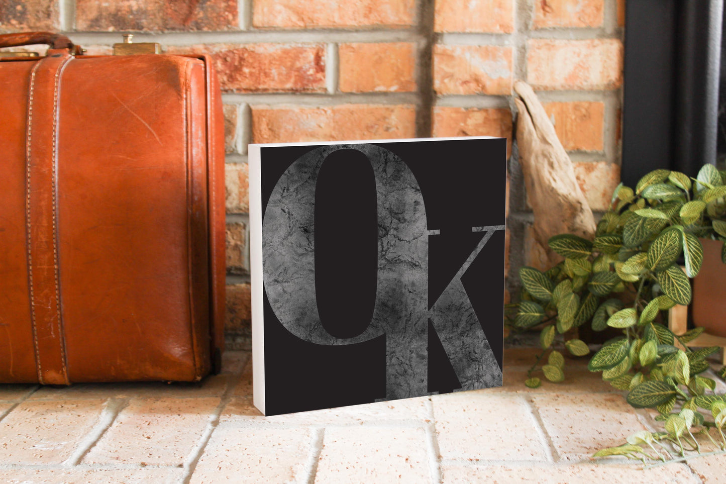 Modern Black Oklahoma Initials | Wood Block | Eaches | Min 2