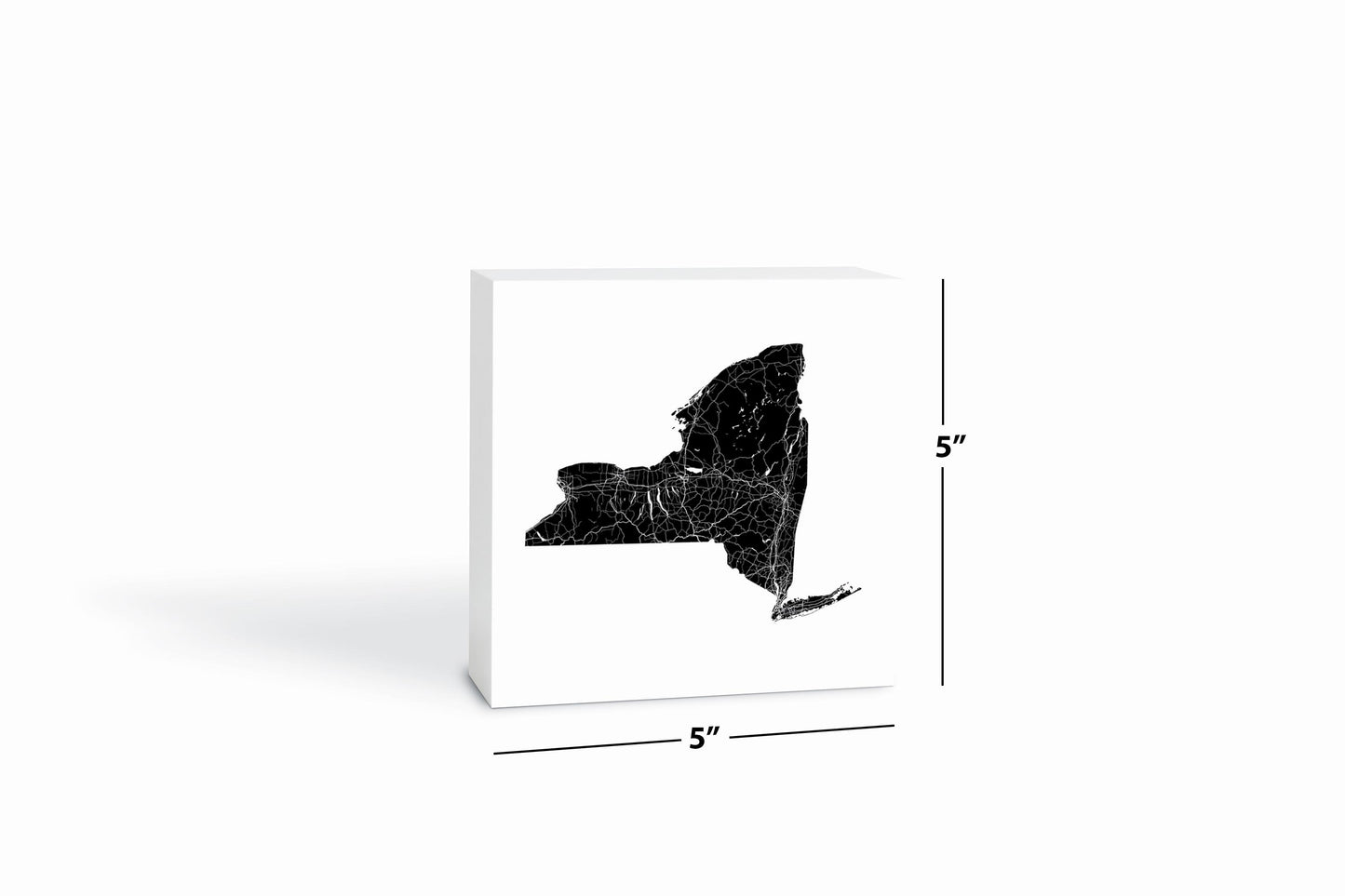 Minimalistic B&W New York State With Map | Wood Block | Eaches | Min 4