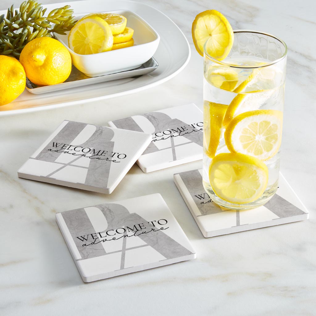 Minimalistic B&W Pennsylvania Adventure Quip | Absorbent Coasters | Set of 4 | Min 2