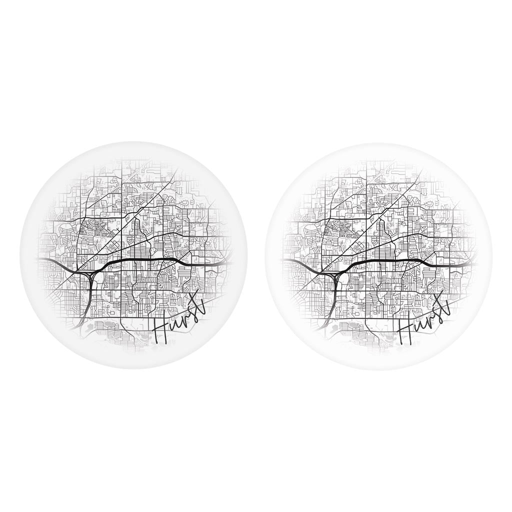 Minimalistic B&W Texas Hurst Circle Map| Absorbent Car Coasters | Set of 2 | Min 4