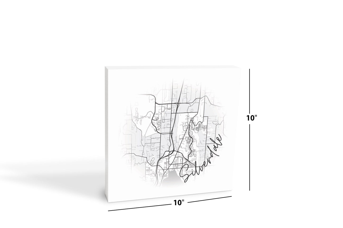 Minimalistic B&W Washington Silverdale Circle Map | Wood Block | Eaches | Min 2