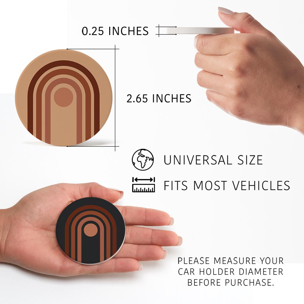 Modern Minimalist Retro Tan Dark Lines| Absorbent Car Coasters | Set of 2 | Min 4