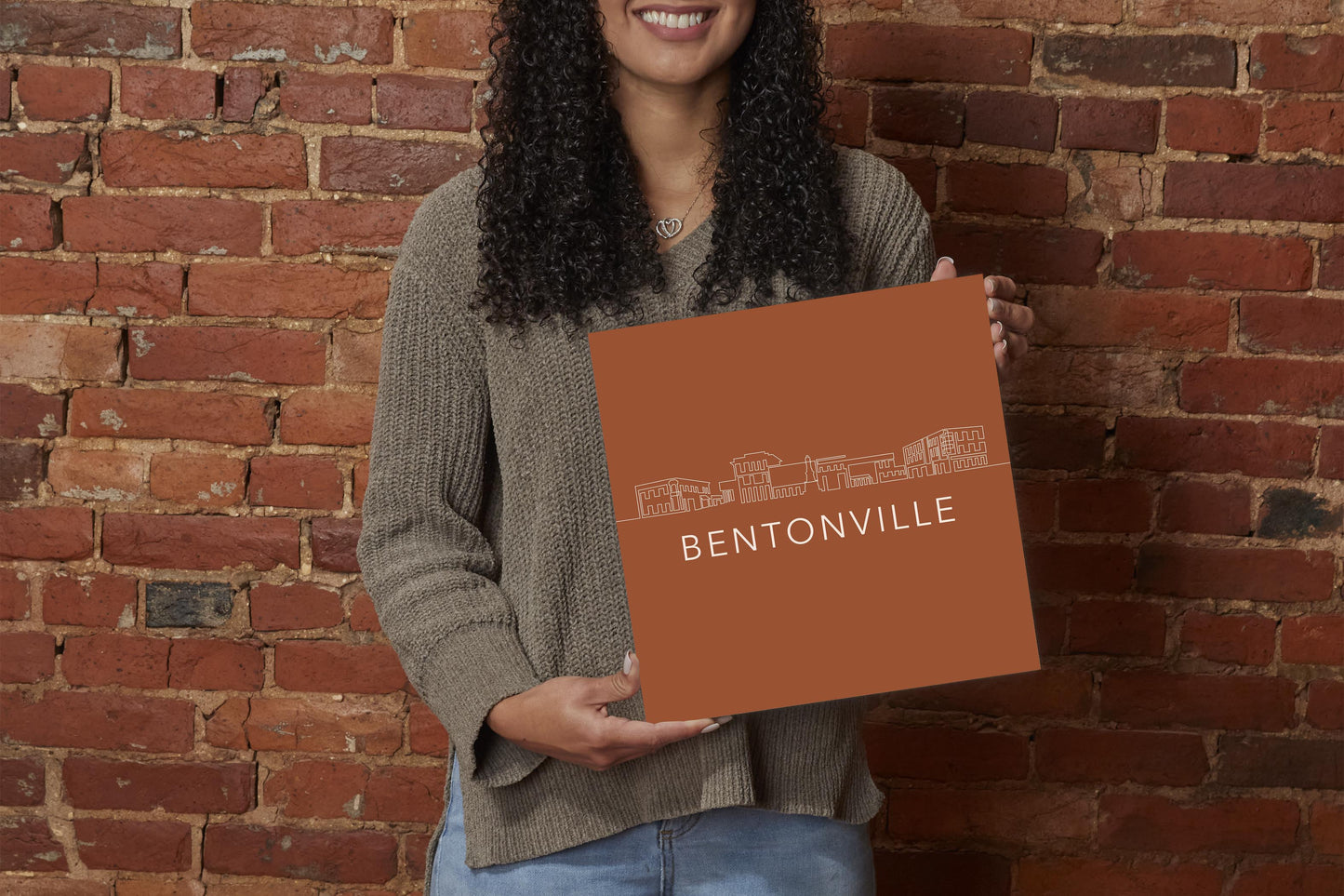 Modern Minimalist Arkansas Bentonville Skyline | Wood Sign | Eaches | Min 2