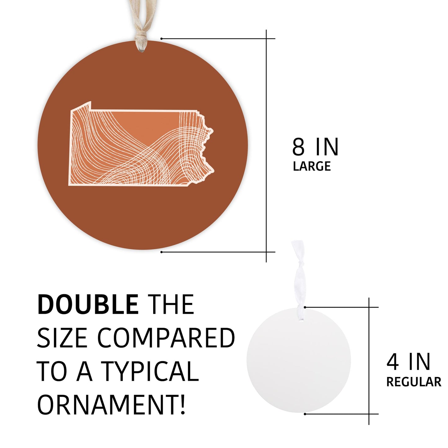 Modern Minimalist Pennsylvania State Lines Dark | Wood Ornament | Eaches | Min 1