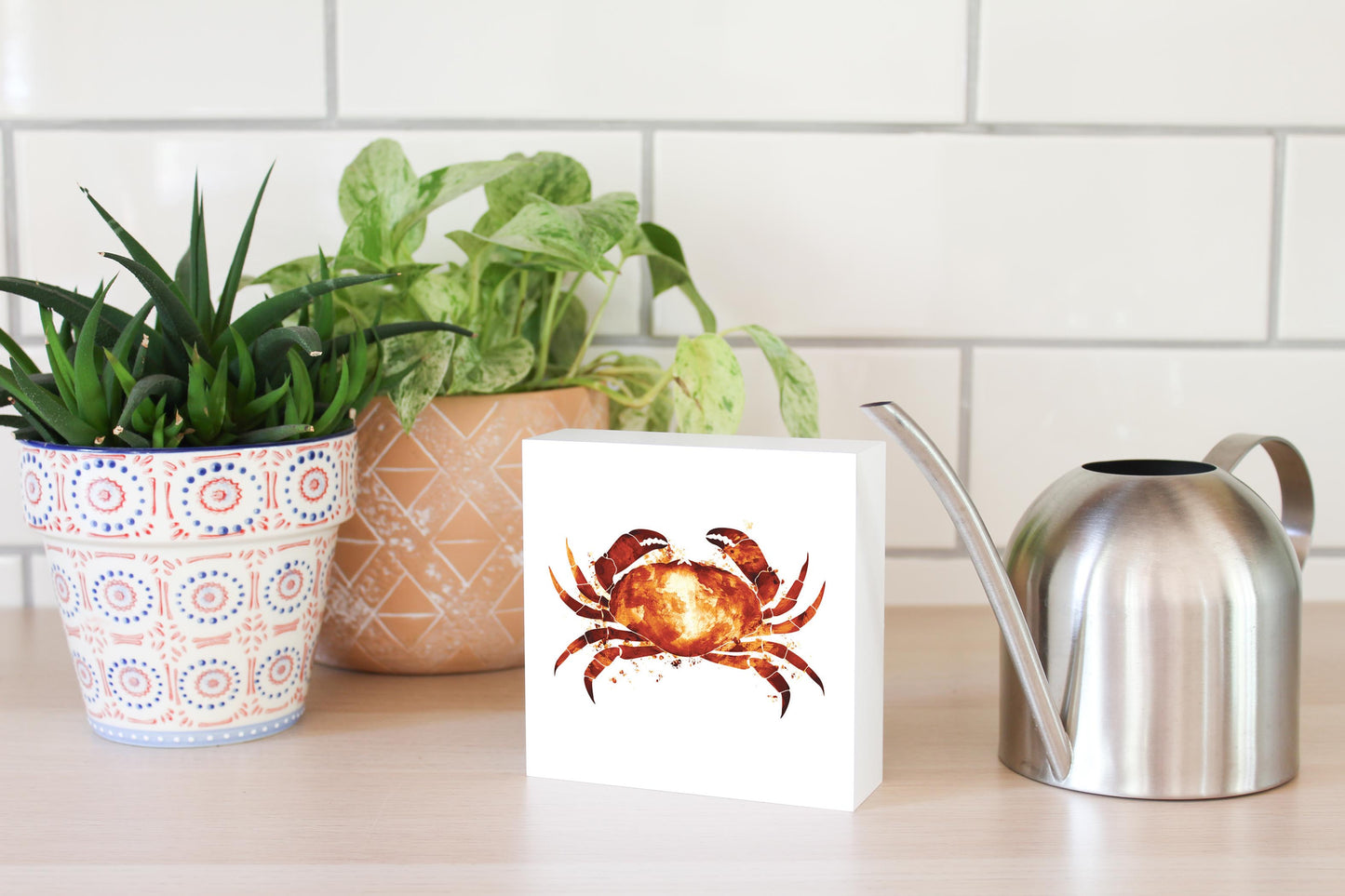 East Coast Water Color Crab | Wood Block | Eaches | Min 4