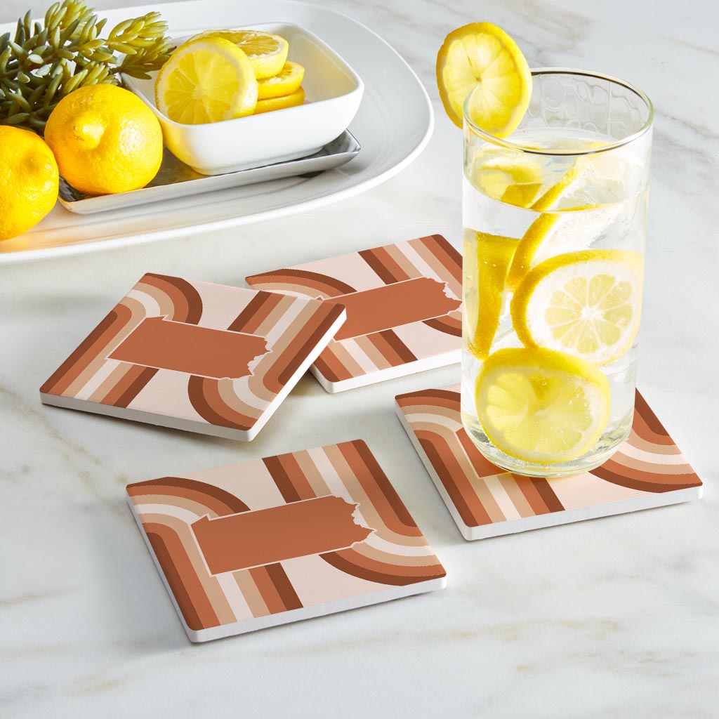 Modern Minimalist Pennsylvania State | Absorbent Coasters | Set of 4 | Min 2