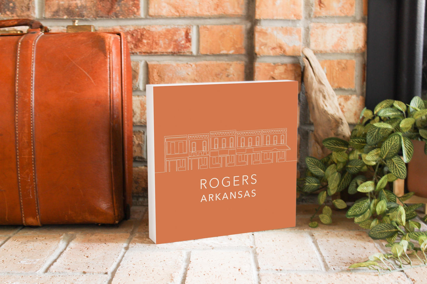 Modern Minimalist Arkansas Rogers Skyline | Wood Block | Eaches | Min 2
