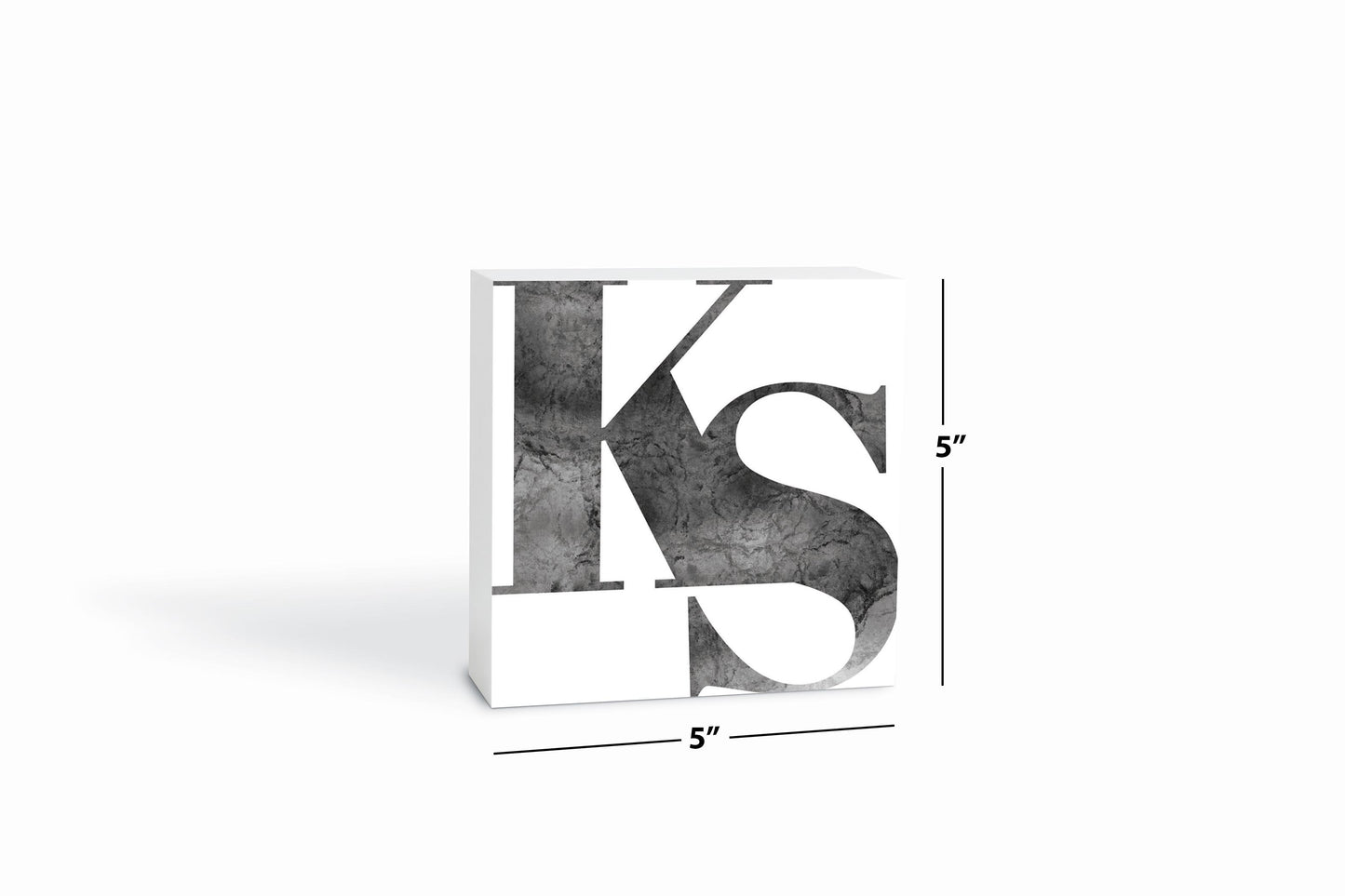 Minimalist B&W Kansas White Initials | Wood Block | Eaches | Min 4