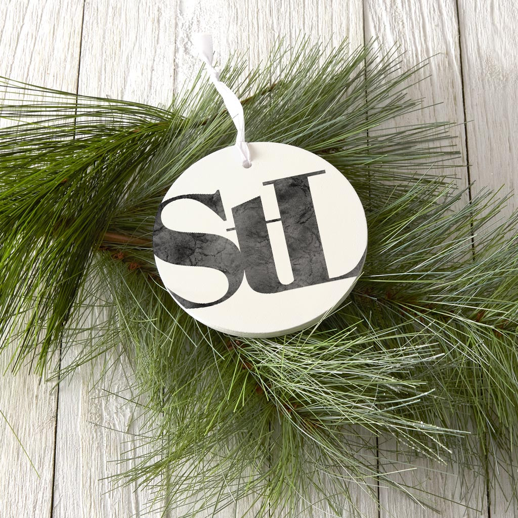 Minimalist B&W Missouri St Louis White Initials| Wood Ornament | Eaches | Min 6