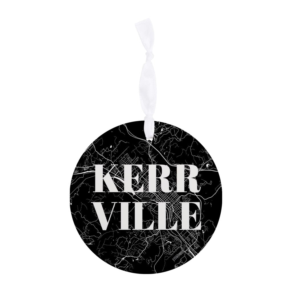 Minimalistic B&W Texas Kerrville Map | Wood Ornament | Eaches | Min 6