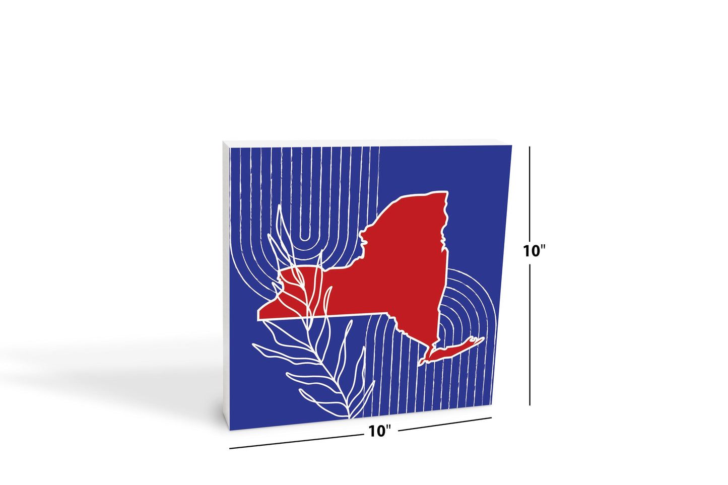 Red White And Blue New York State Retro Thin Lines | Wood Block | Eaches | Min 2