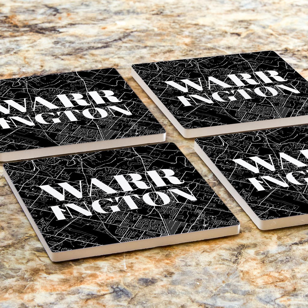 Minimalistic B&W Pennsylvania Warrington Map | Absorbent Coasters | Set of 4 | Min 2