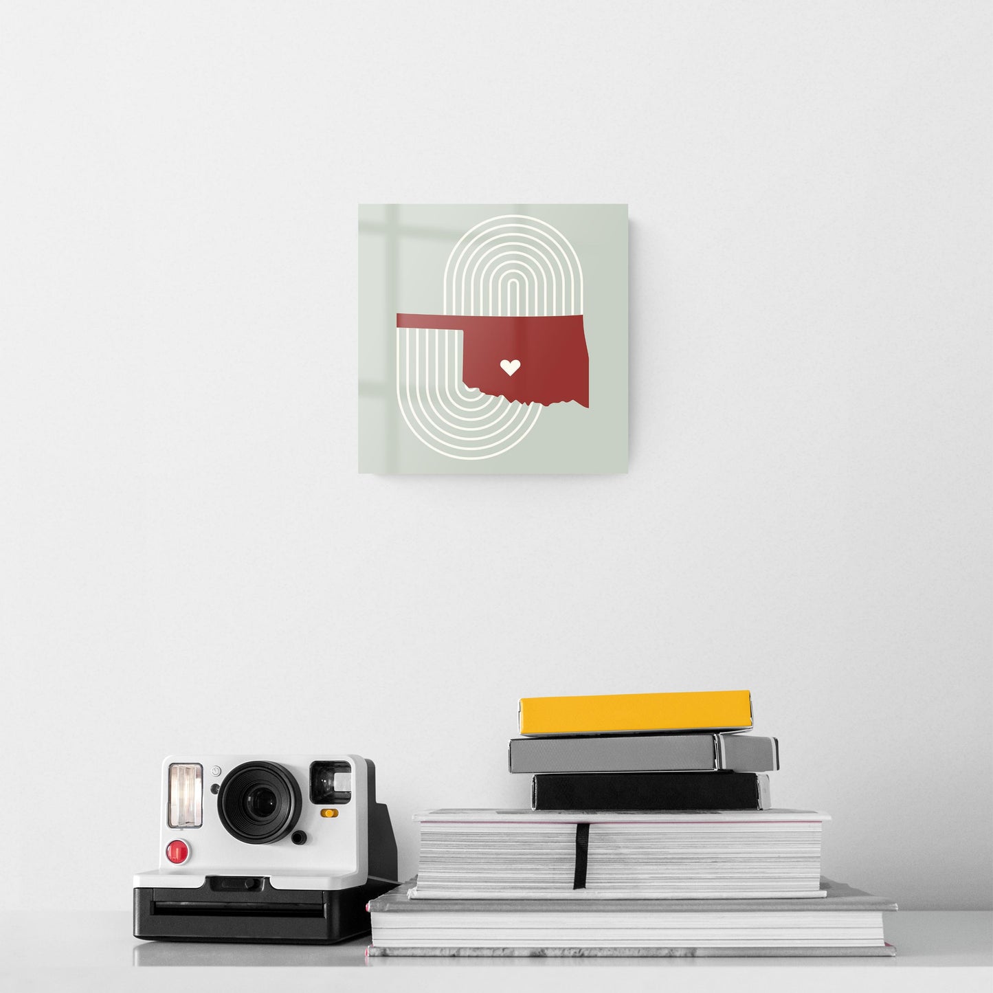 Modern Minimalist Oklahoma Chickasha Heart | Hi-Def Glass Art | Eaches | Min 2