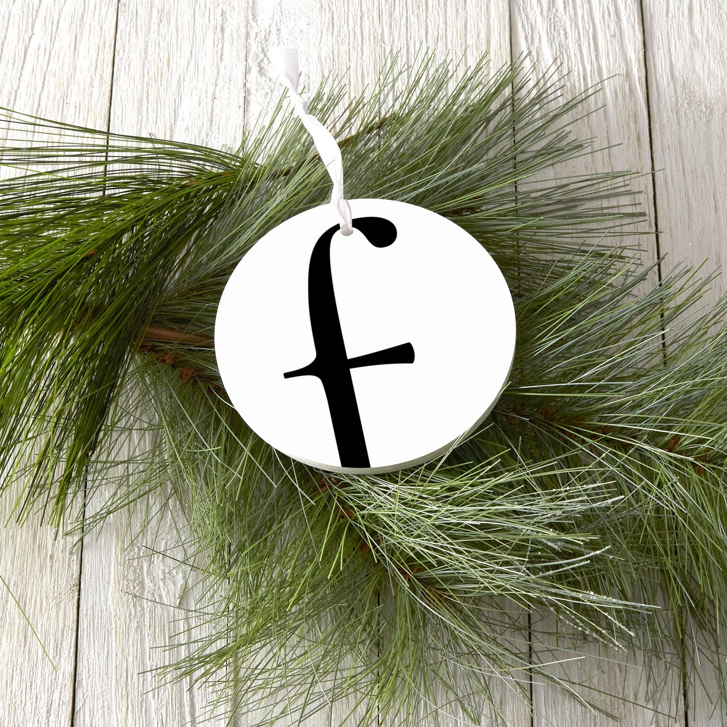 Minimalist Monogram F Circle| Wood Ornament | Eaches | Min 6