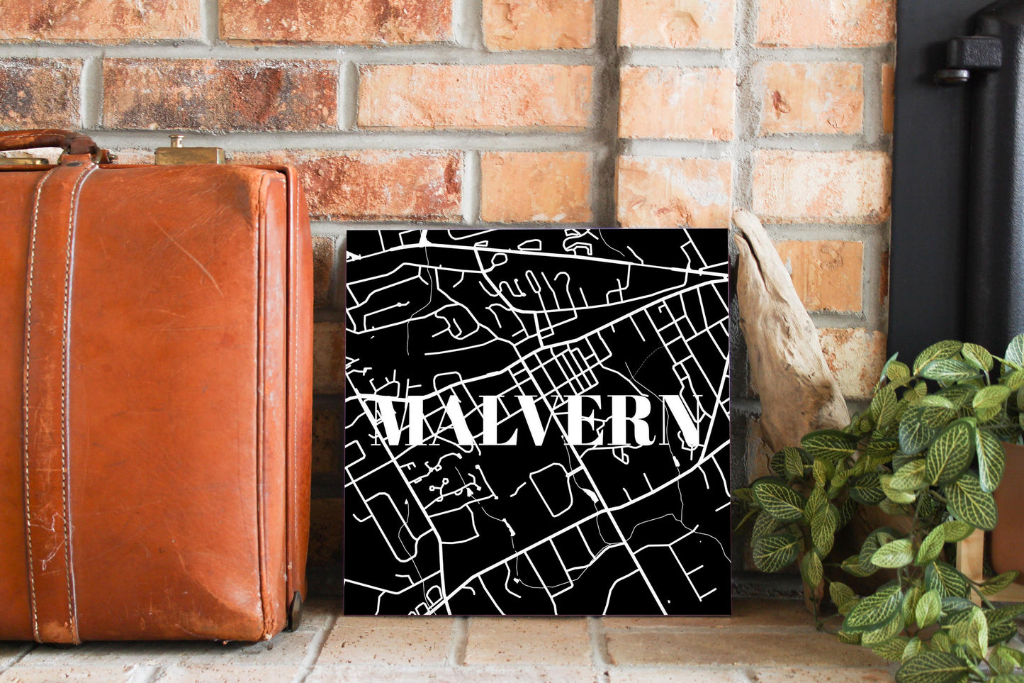 Minimalistic B&W Pennsylvania Malvern Map | Wood Sign | Eaches | Min 2