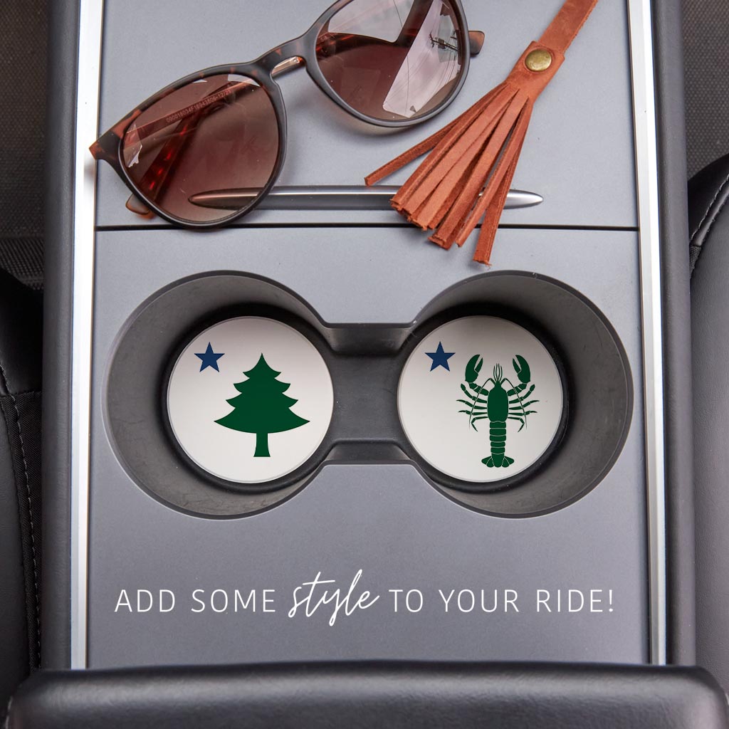 New England Star With Tree Lobster| Absorbent Car Coasters | Set of 2 | Min 4
