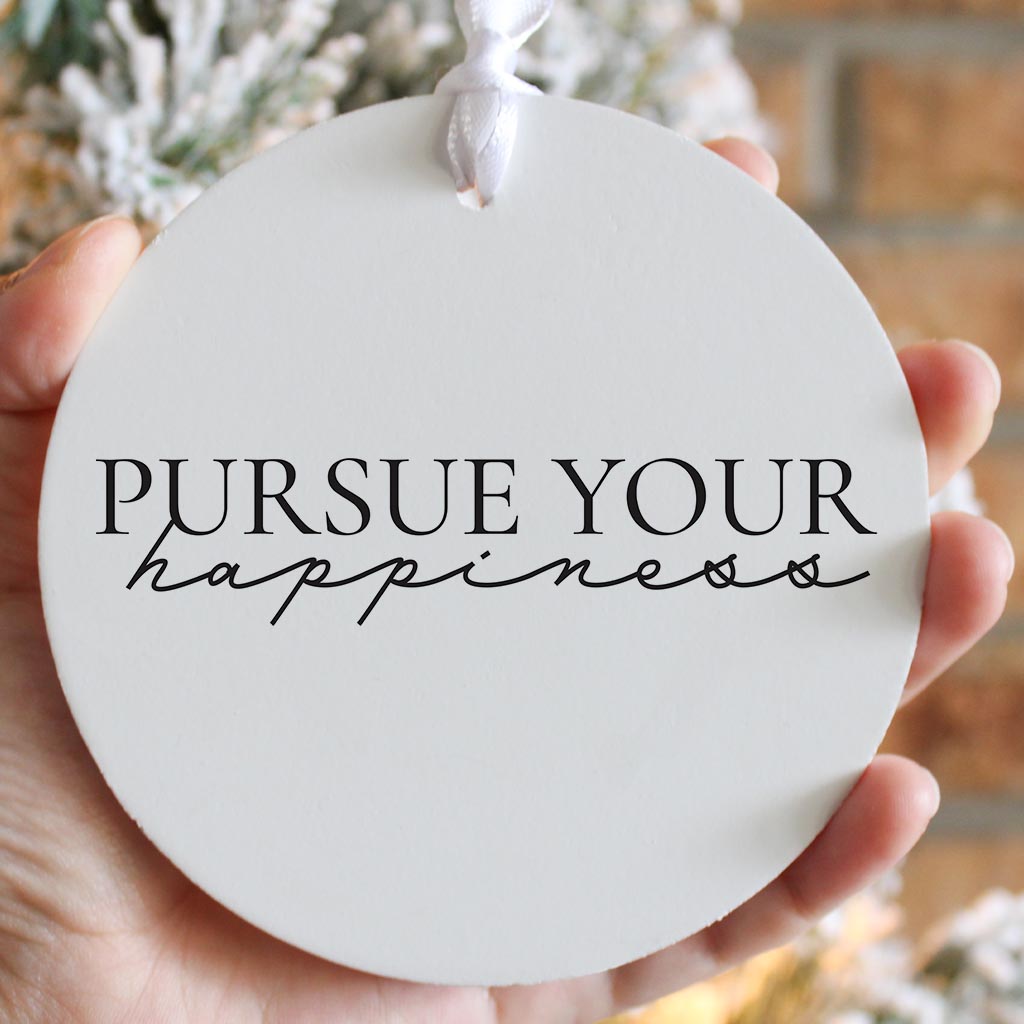 Minimalistic B&W Pennsylvania Happiness Quip| Wood Ornament | Eaches | Min 6