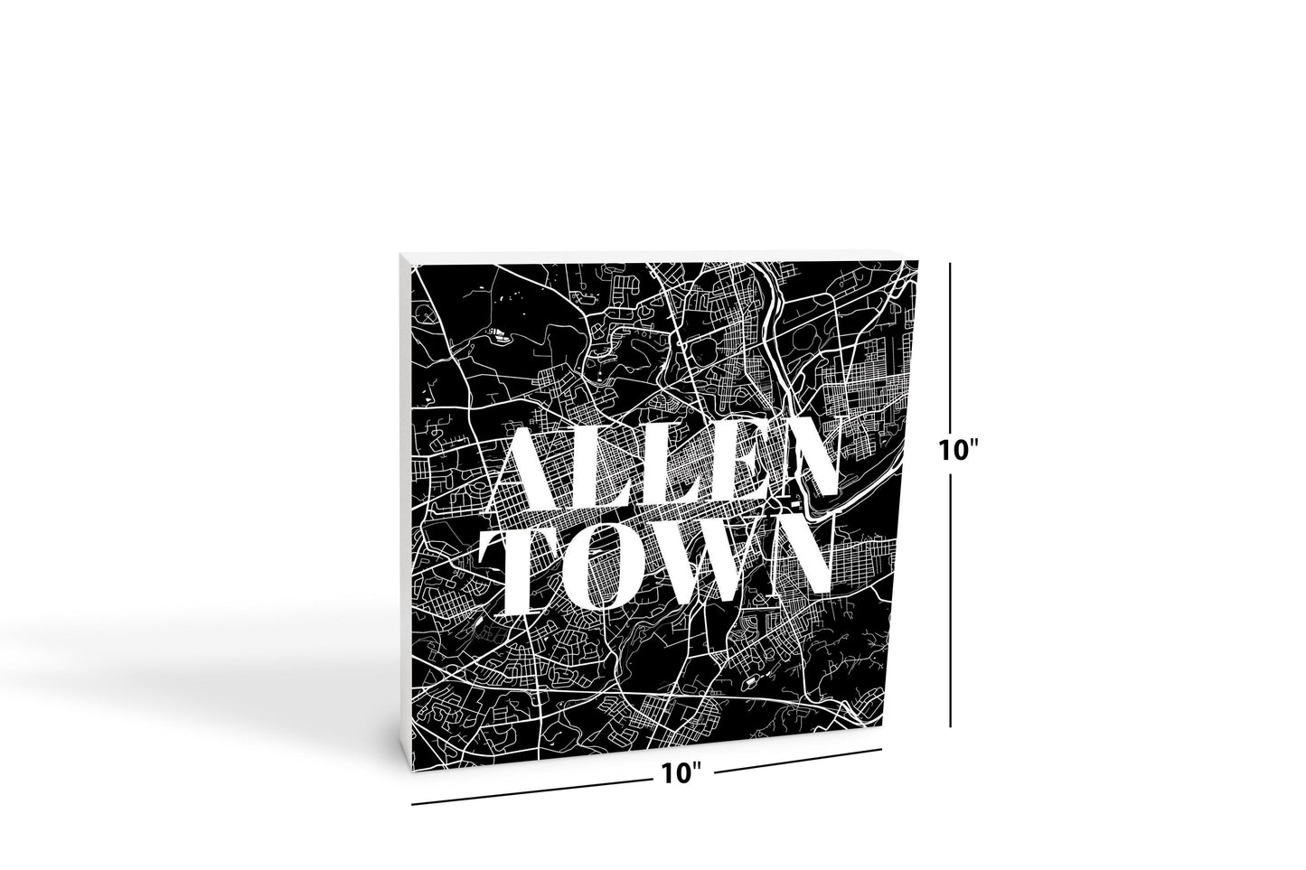 Minimalistic B&W Pennsylvania Allentown Map | Wood Block | Eaches | Min 2