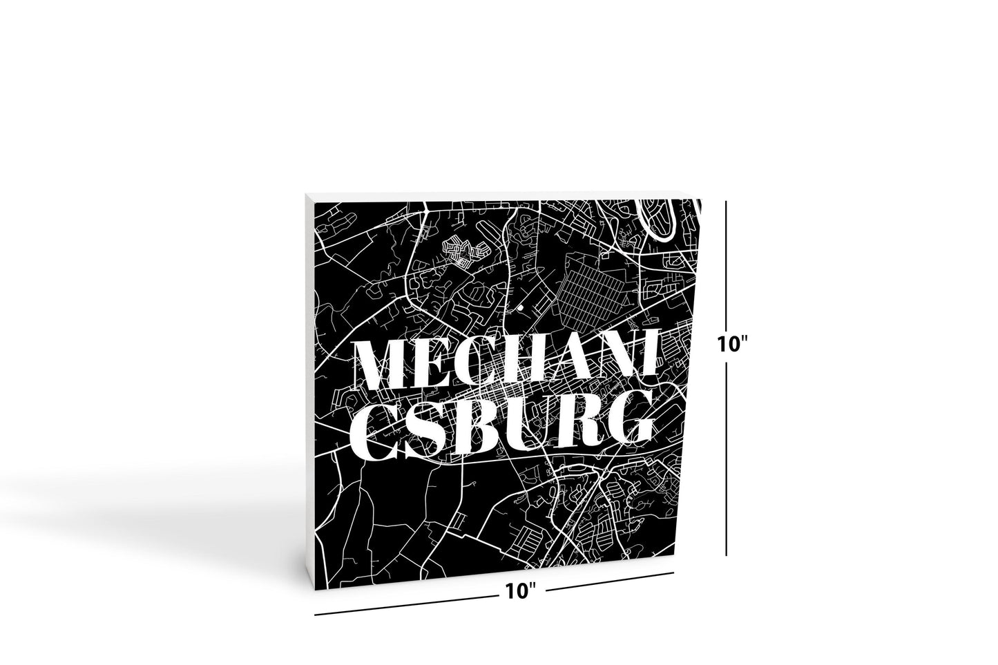 Minimalistic B&W Pennsylvania Mechanicsburg Map | Wood Block | Eaches | Min 2