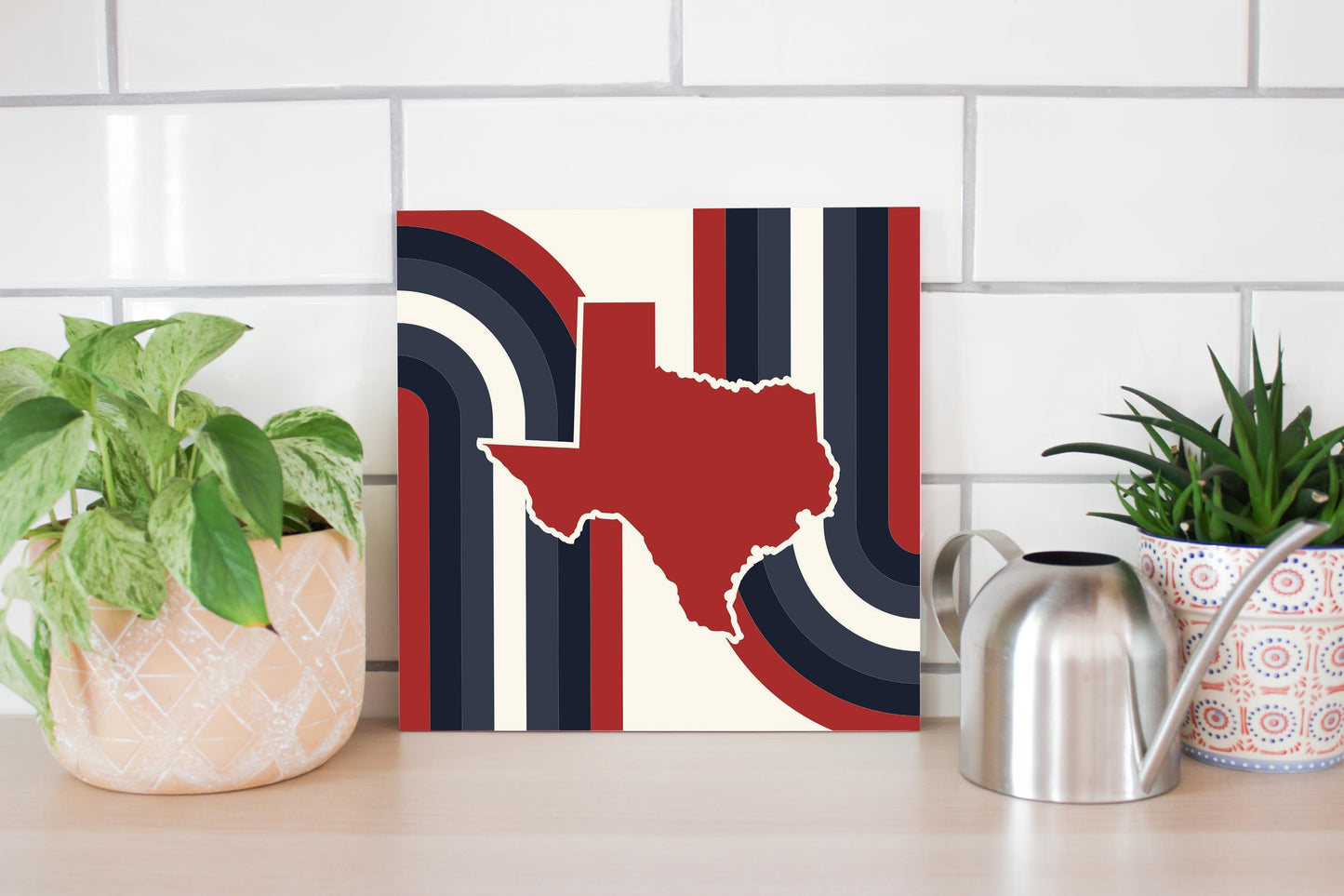 Modern Minimalist Texas Colors Retro Shape | Wood Sign | Eaches | Min 2