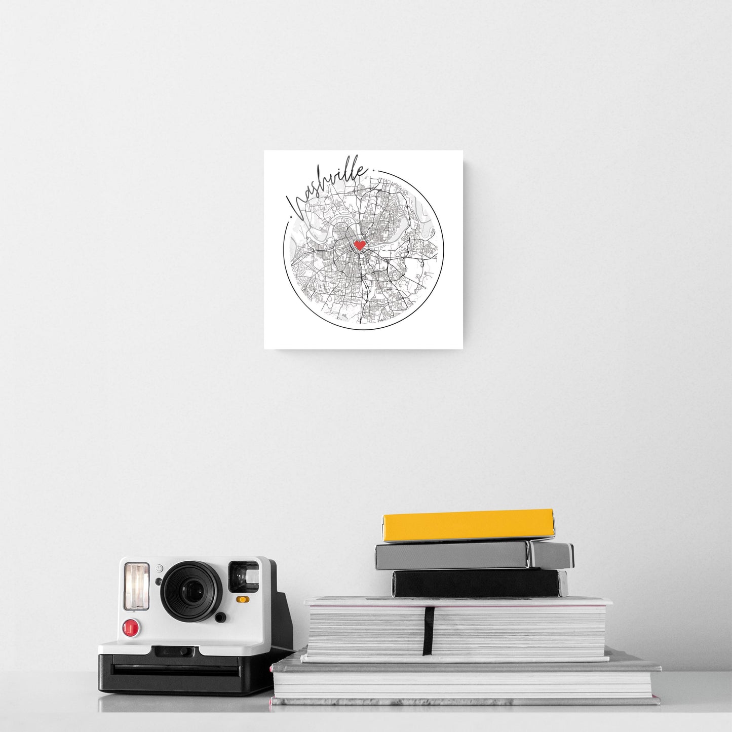Minimalist B&W Tennessee Nashville Circle Map Heart | Hi-Def Glass Art | Eaches | Min 2