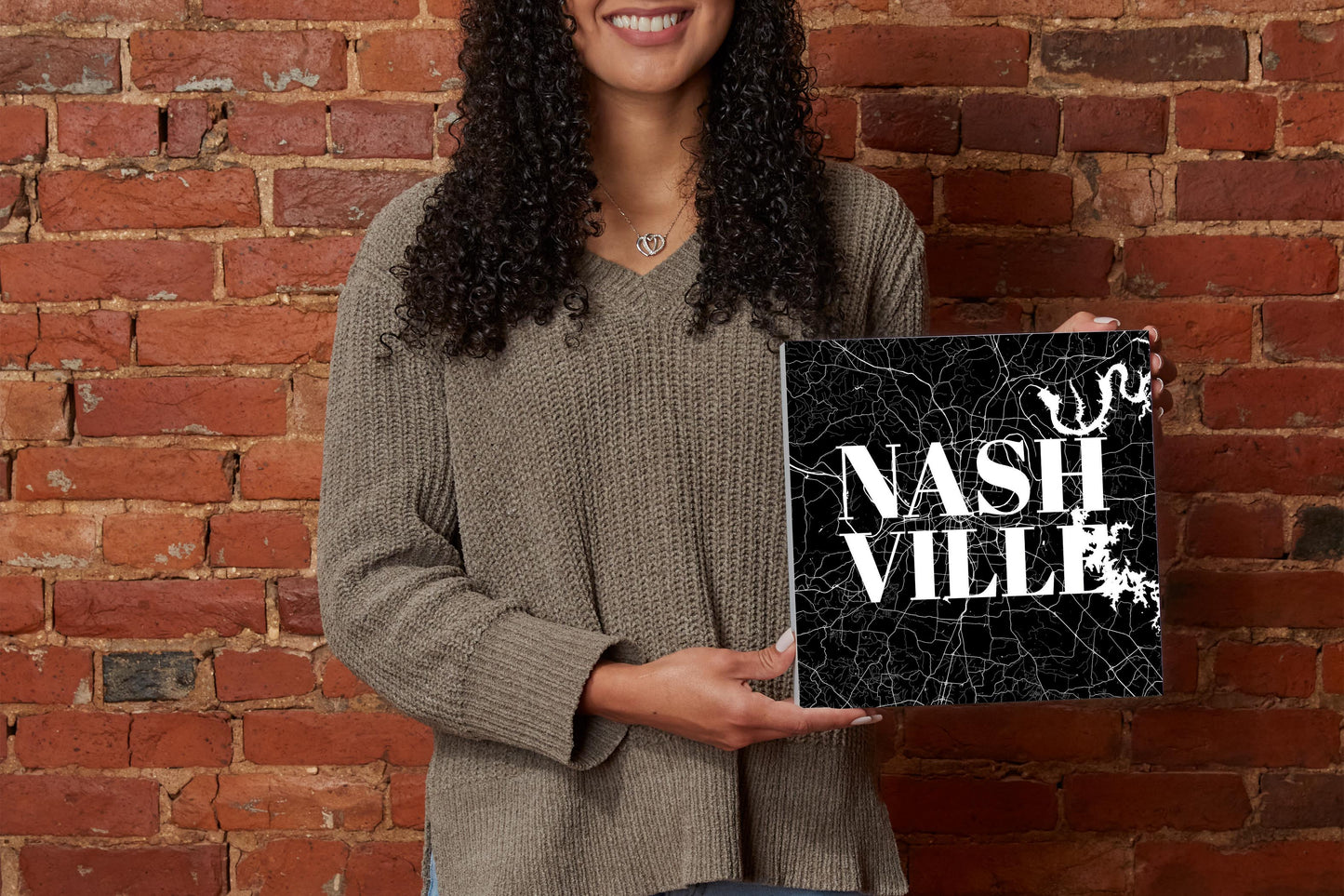 Minimalist B&W Tennessee Nashville Map | Wood Block | Eaches | Min 2