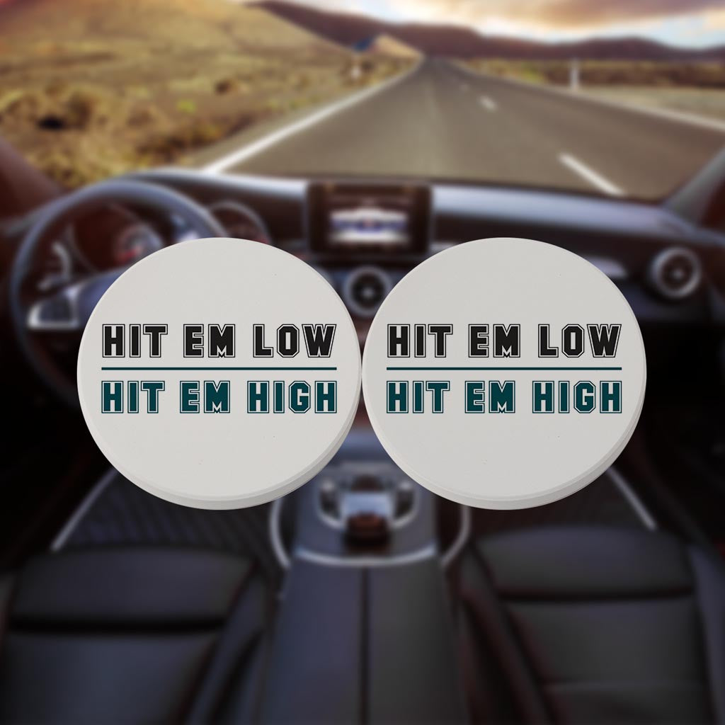 Modern Minimalist Pennsylvania Hit Em High| Absorbent Car Coasters | Set of 2 | Min 4