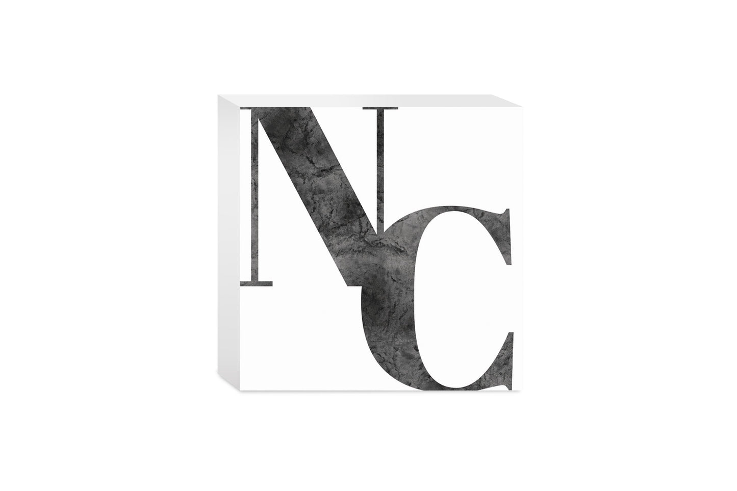 Minimalistic B&W North Carolina White Initials | Wood Block | Eaches | Min 4