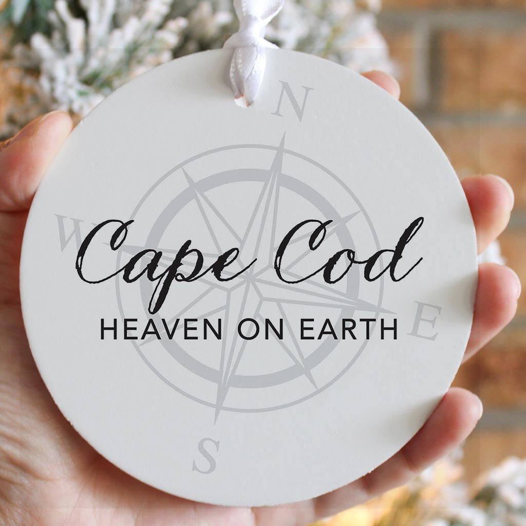 Minimalistic B&W Cape Cod Heaven On Earth | Wood Ornament | Eaches | Min 6