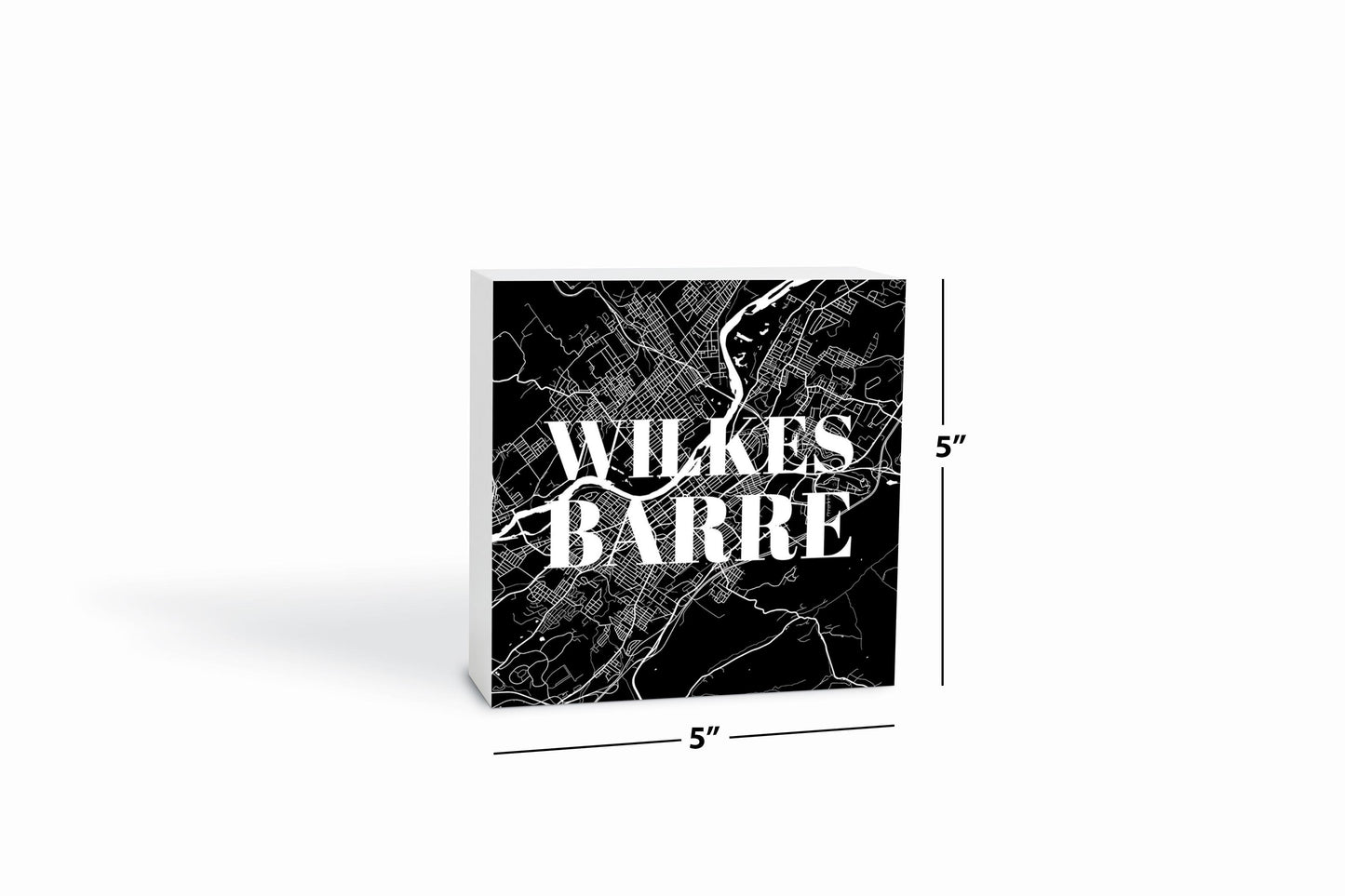 Minimalistic B&W Pennsylvania Wilkes Barre Map | Wood Block | Eaches | Min 4