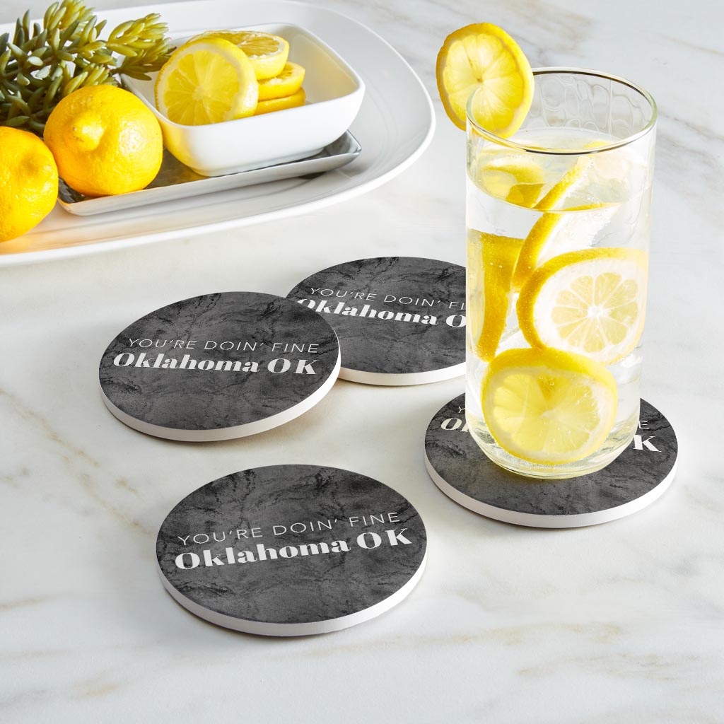 Modern Oklahoma Ok Saying| Absorbent Coasters | Set of 4 | Min 2