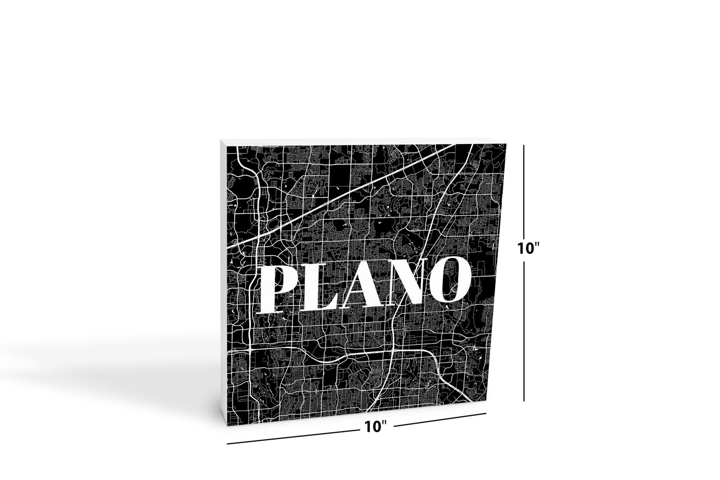 Minimalistic B&W Texas Plano Map | Wood Block | Eaches | Min 2