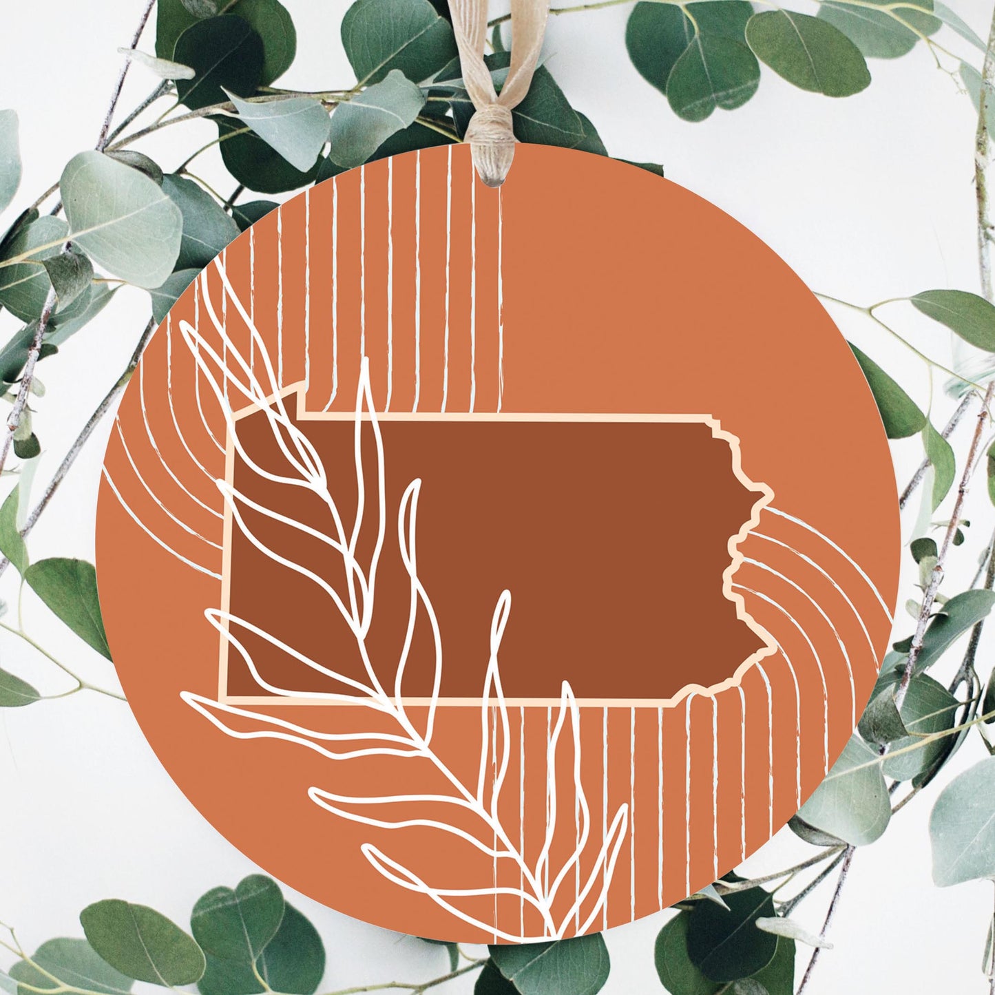 Modern Minimalist Pennsylvania State Leaf | Wood Ornament | Eaches | Min 1