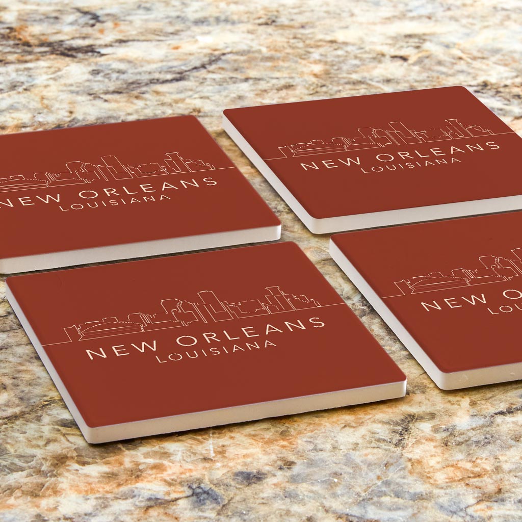 Louisiana Colorful New Orleans Skyline | Absorbent Coasters | Set of 4 | Min 2