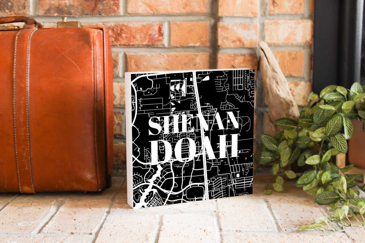 Minimalistic B&W Texas Shenandoah Map | Wood Block | Eaches | Min 2
