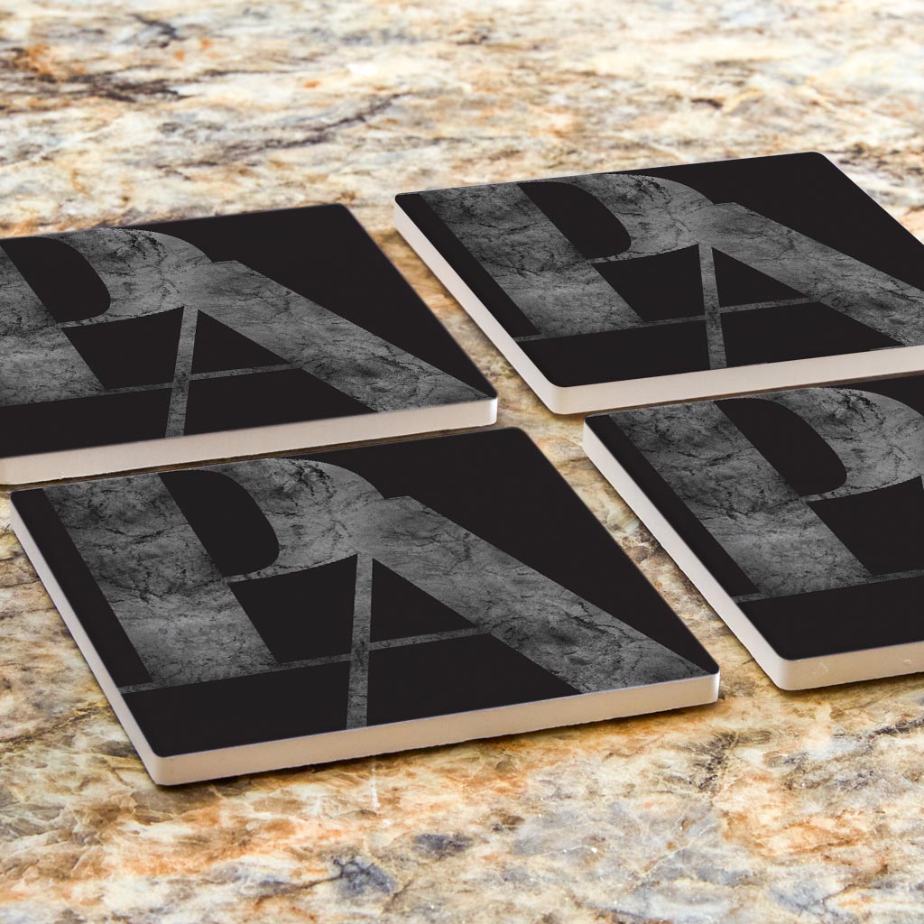 Minimalistic B&W Pennsylvania Black Initials | Absorbent Coasters | Set of 4 | Min 2