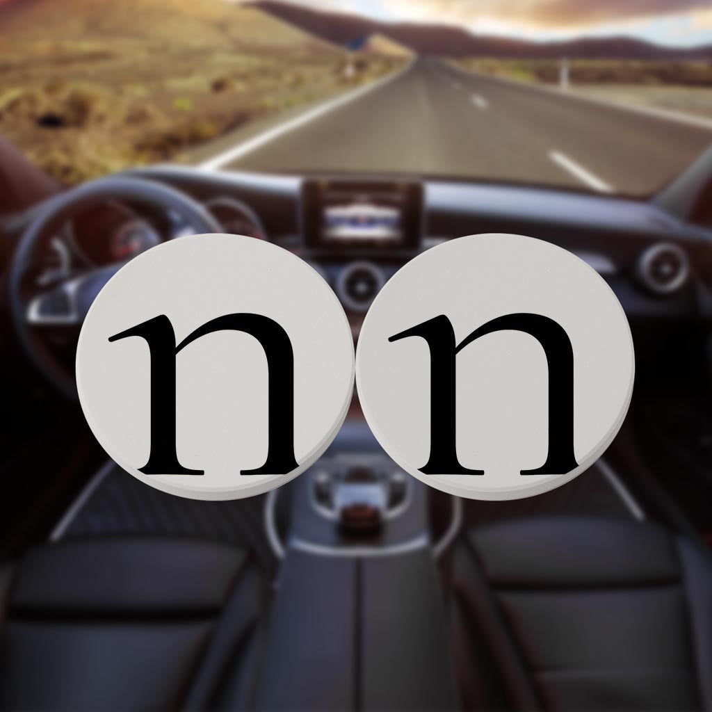 Minimalist Monogram N Circle | Absorbent Car Coasters | Set of 2 | Min 4