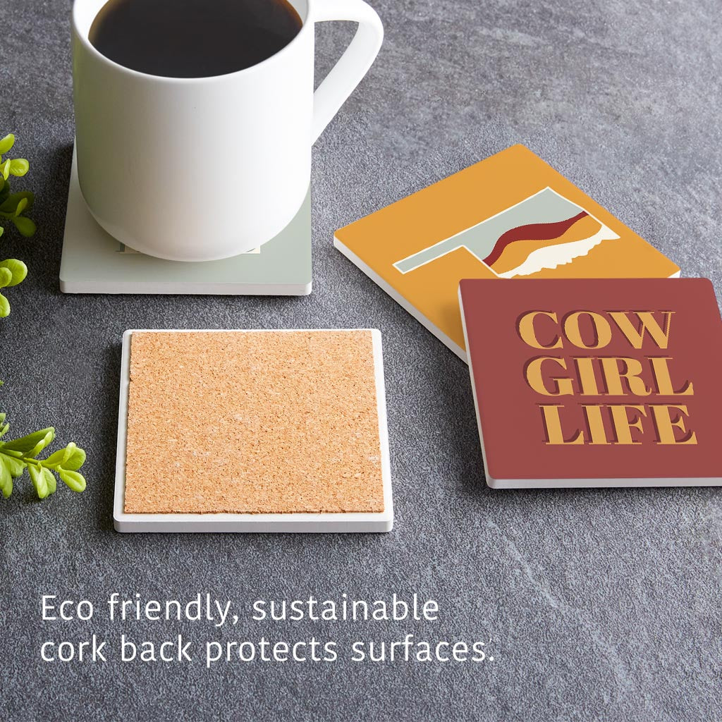 Modern Minimalist Oklahoma Set | Absorbent Coasters | Set of 4 | Min 2