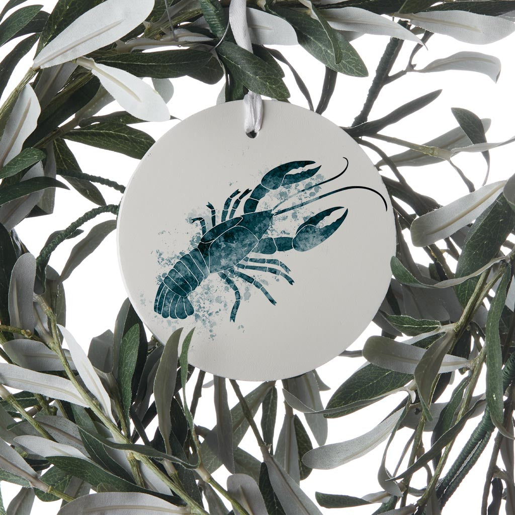 Blue White Water Color Crawfish| Wood Ornament | Eaches | Min 6