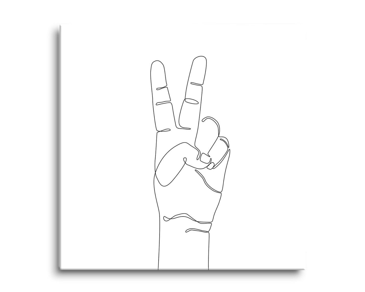 Peace Hand Sign Line Drawing | Hi-Def Glass Art | Eaches | Min 2