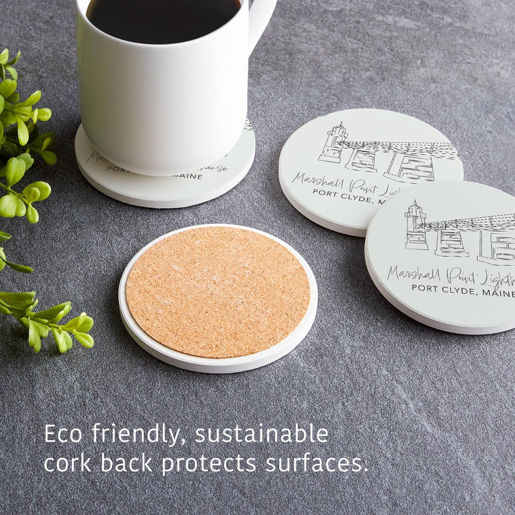 Marshall Point Lighthouse Muted Coastal | Absorbent Coasters | Set of 4 | Min 2