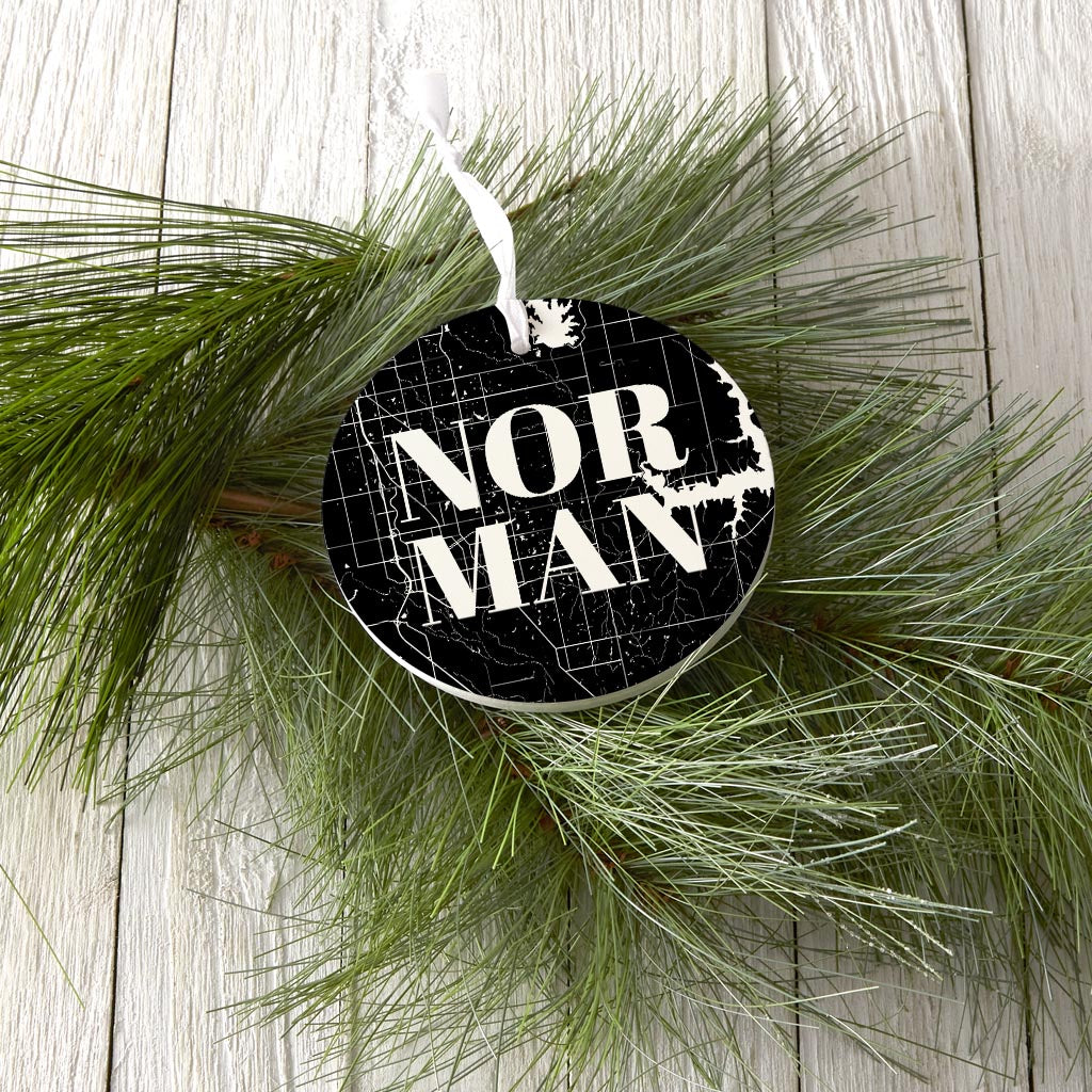 Modern Oklahoma Norman Map | Wood Ornament | Eaches | Min 6