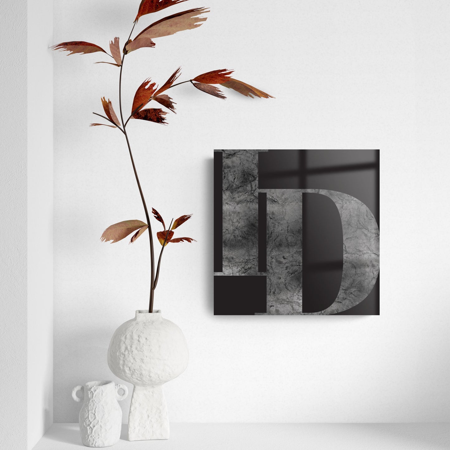 Minimalist B&W Idaho Black Initials | Hi-Def Glass Art | Eaches | Min 2