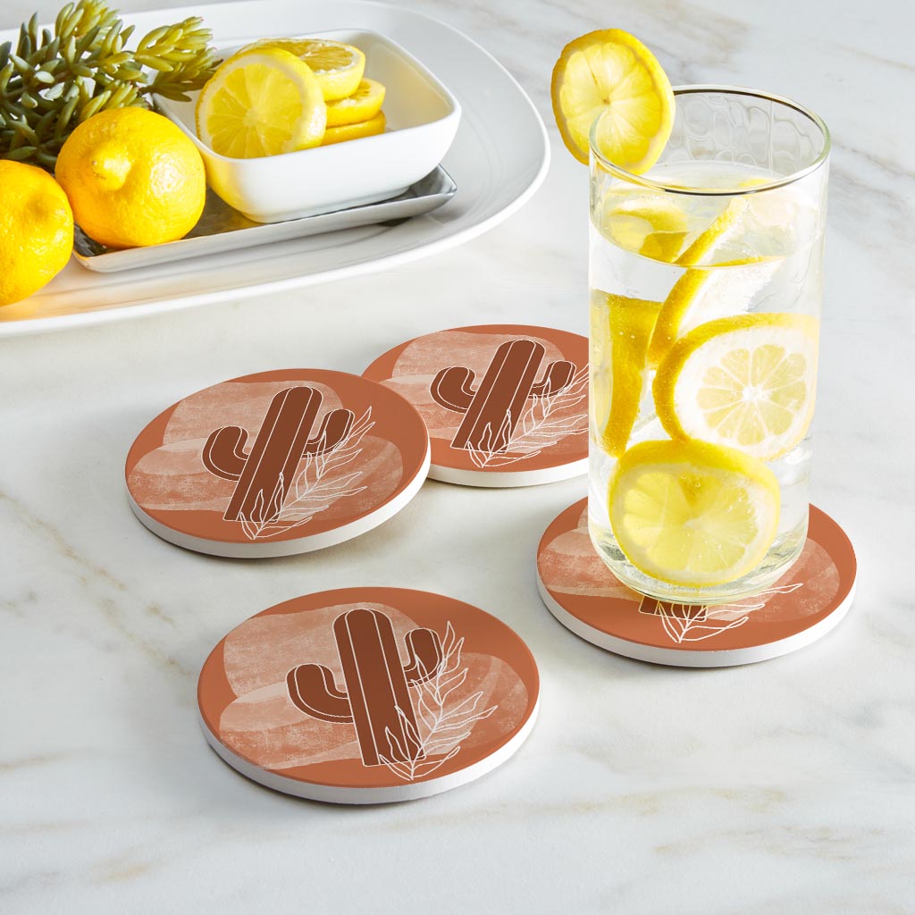 Modern Minimalist Texas Cactus | Absorbent Coasters | Set of 4 | Min 2
