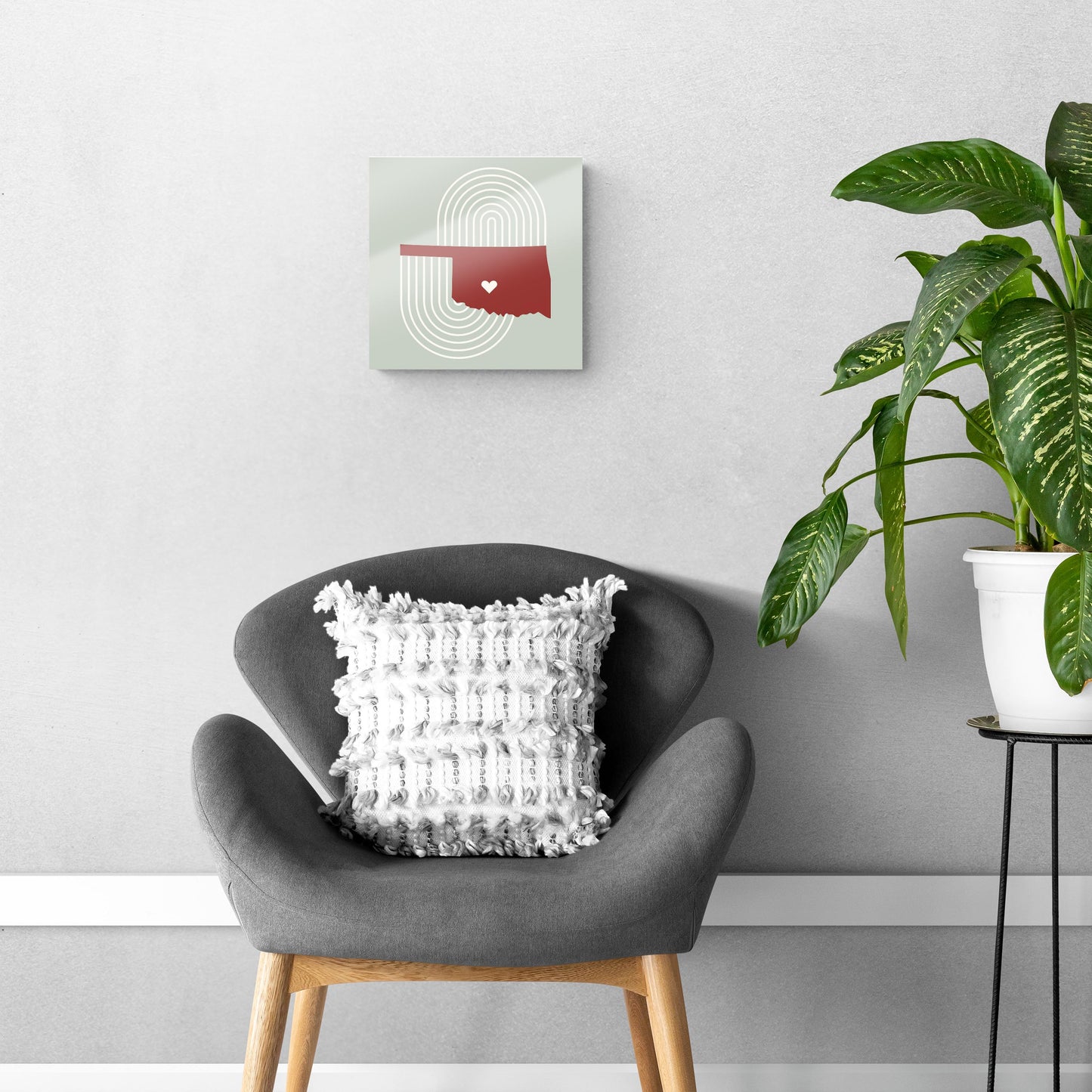 Modern Minimalist Oklahoma Chickasha Heart | Hi-Def Glass Art | Eaches | Min 1