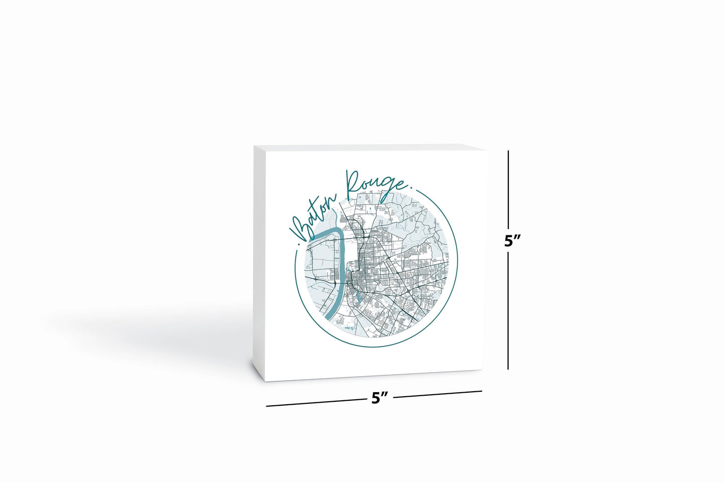 Blue White Baton Rouge Circle Map | Wood Block | Eaches | Min 4