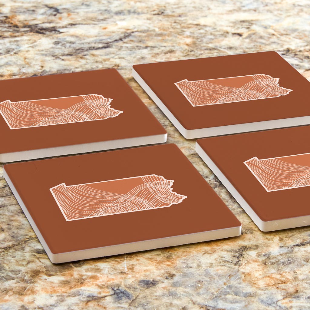 Modern Minimalist Pennsylvania State Lines Dark | Absorbent Coasters | Set of 4 | Min 2