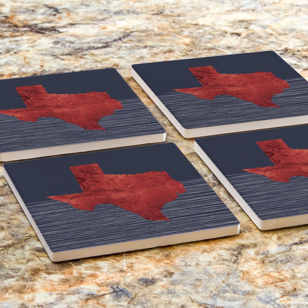 Modern Minimalist Texas Straight Line State Shape | Absorbent Coasters | Set of 4 | Min 2