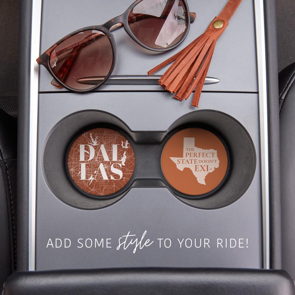 Modern Minimalist Texas Set | Absorbent Car Coasters | Set of 2 | Min 4