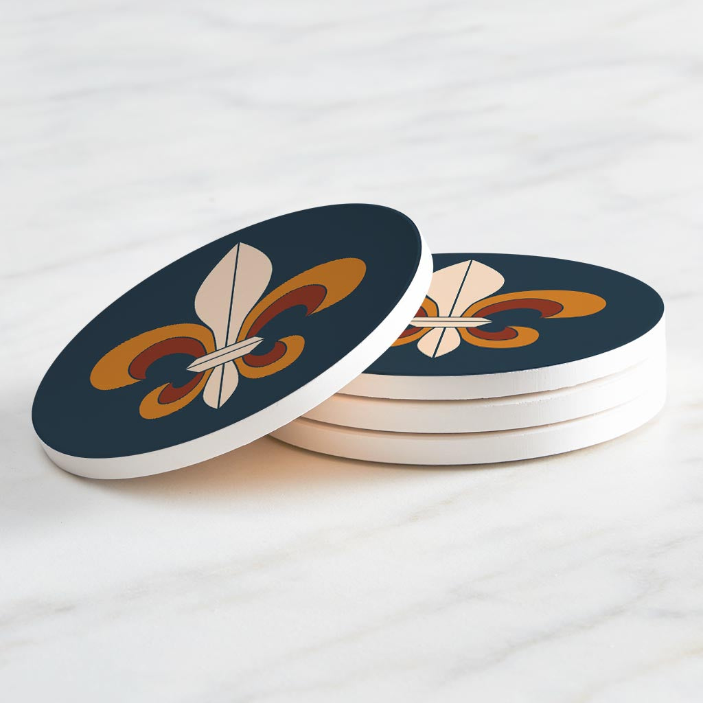 Modern Minimalist Louisiana Colorful Fleu De Lis | Absorbent Coasters | Set of 4 | Min 2